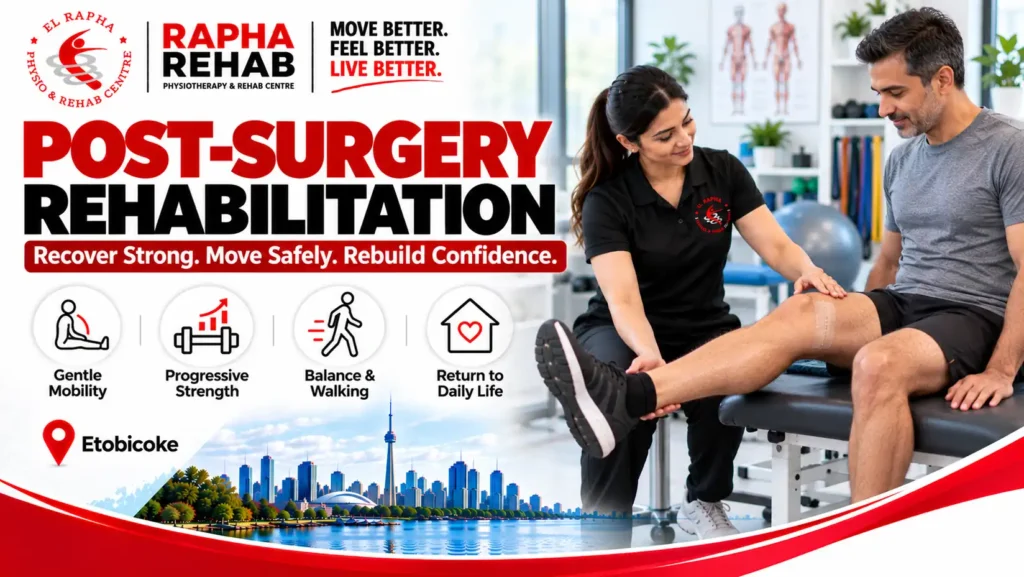 Post-surgery rehabilitation exercises to rebuild strength, flexibility, and mobility