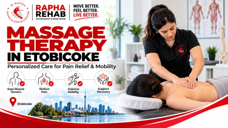 Massage therapy in Etobicoke at Rapha Rehab for muscle relaxation and pain relief
