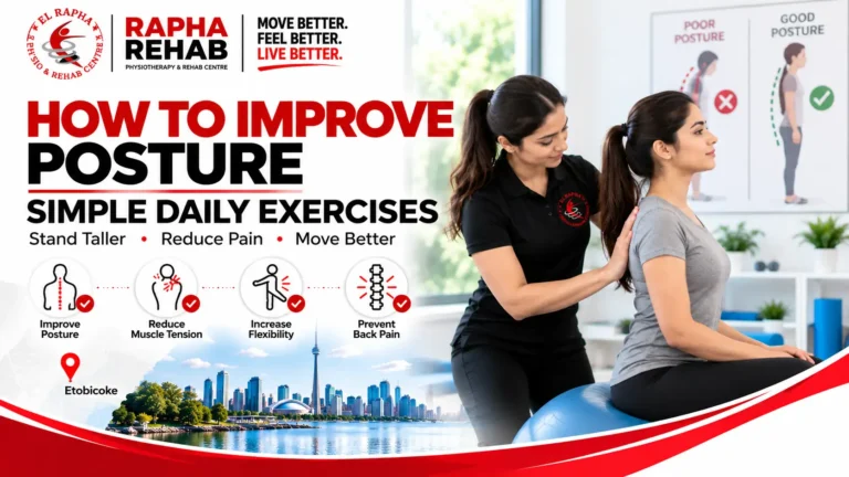 Physiotherapist guiding a patient through daily posture exercises