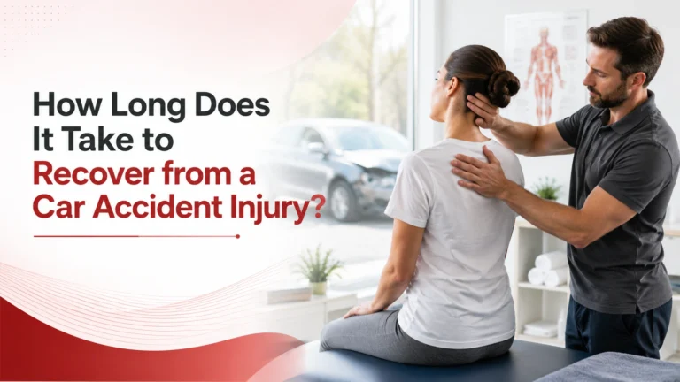 Car accident injury recovery timeline infographic